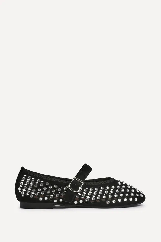 Delicate Black Suede Ballet Pumps - Linzi