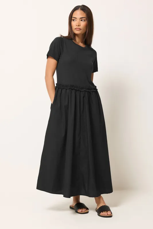 Petite Mixed Ruffle Midi Dress - PixieGirl