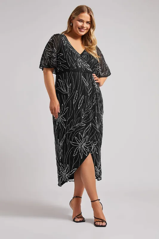 Embellished Wrap Midi Dress - Yours