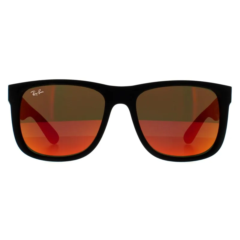 Rectangle Rubber Black Red Mirror Sunglasses - Ray-Ban