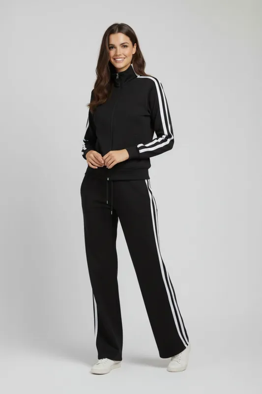 Contrast Tape Tracktop and Jogger Set - Two Piece