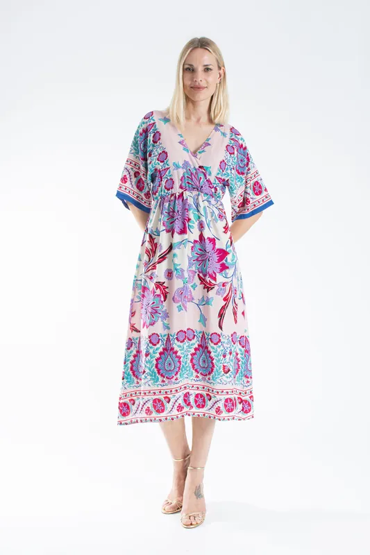 Womens Floral Print Midi Dress - Belissh