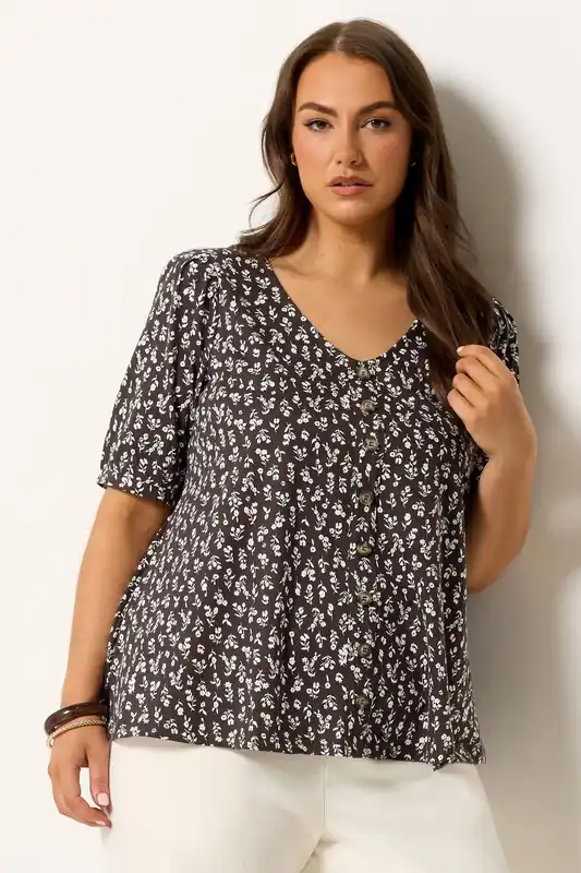 Floral Button Front Top - Yours