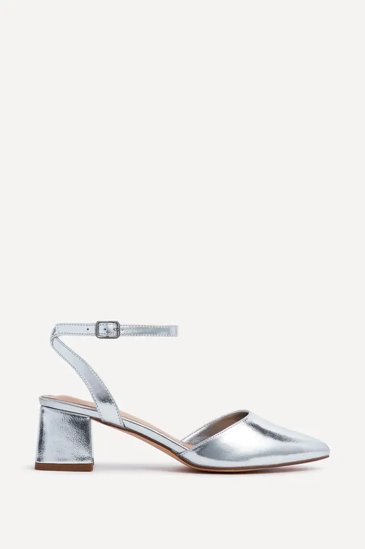 Suzy Wide Fit Silver Faux Leather Court Heel - Linzi
