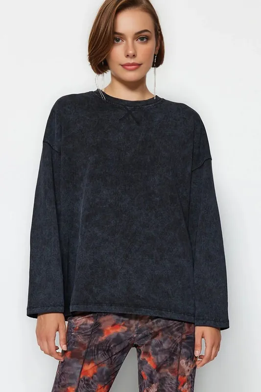 Crew Neck Long Sleeve Cotton Sweatshirt - WOVCOR