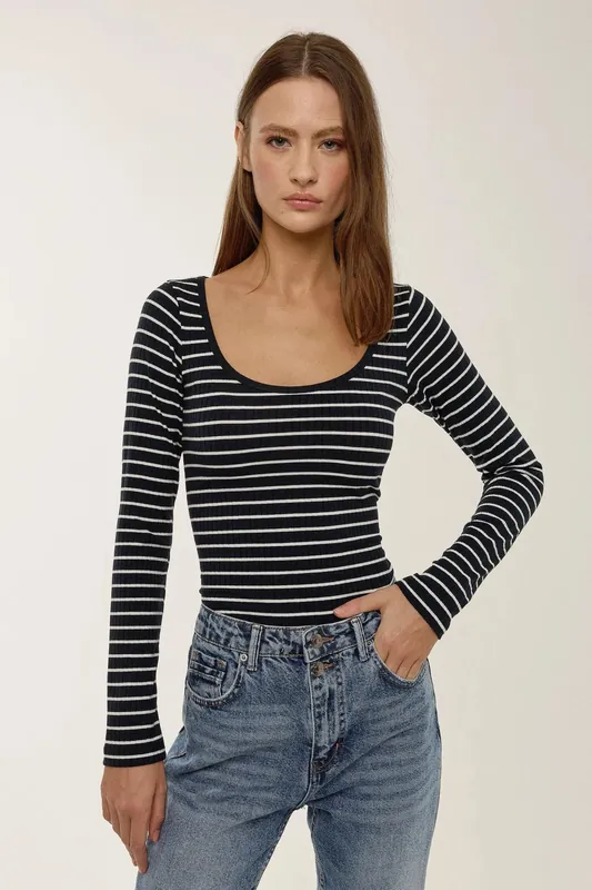 Striped Pool Collar Blouse - Hiccup