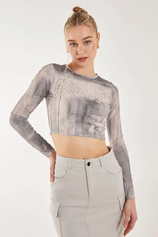 Washed Print Long Sleeve Brooklyn Top - Pink Vanilla