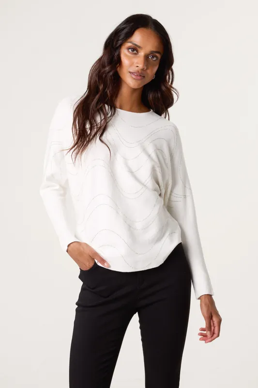 Ivory Rhinestone Jumper - Blue Vanilla