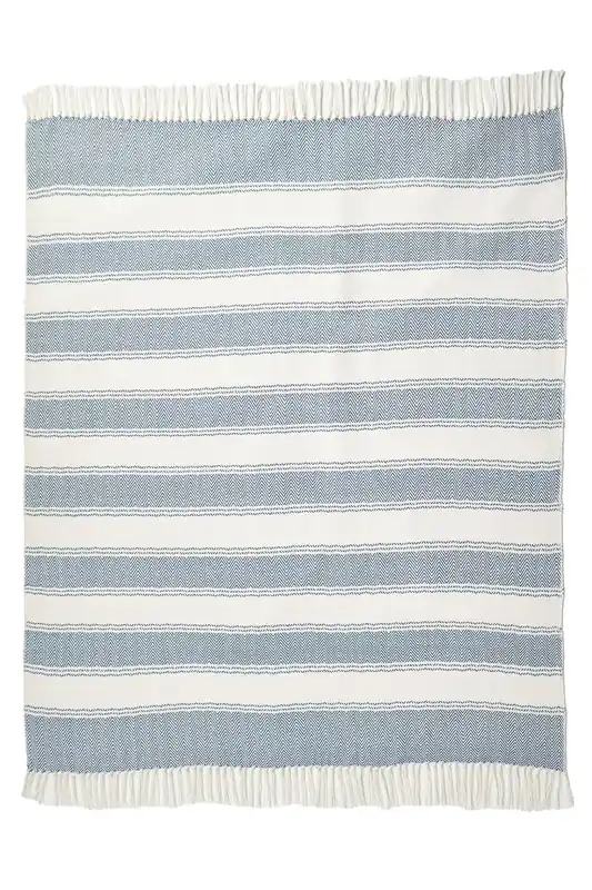 Herringbone Stripe Cotton Throw (Large) - Cotton Traders