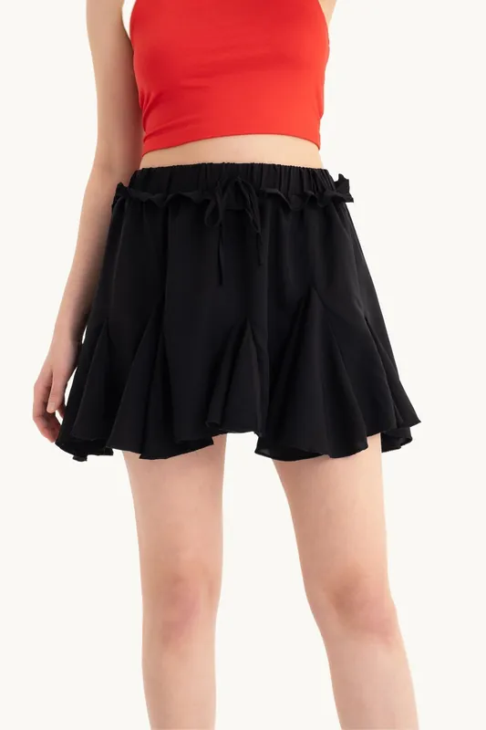 High Waist Pleated Mini Skirt with a Waist Detail - Hiccup
