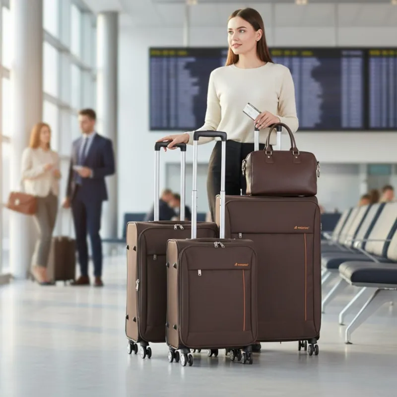 Lightweight Soft Casing Suitcases 8 Wheel Travel Luggage - Kyoto