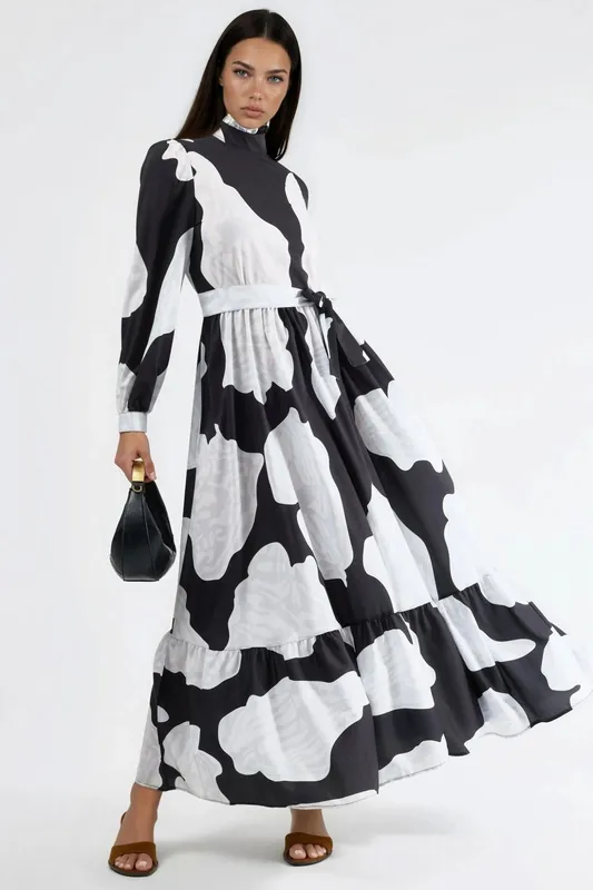 Maxi Dress with Tie Detail and Half Turtleneck - MSN Collection