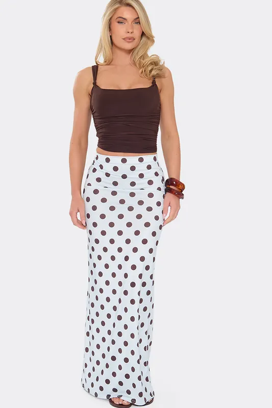 Polka Dot Mid Rise Maxi Skirt - EGO