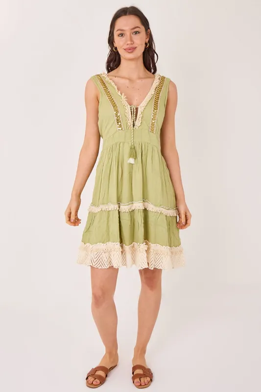 Boho Tiered Tassel Detail Dress - ELAINA FASHION