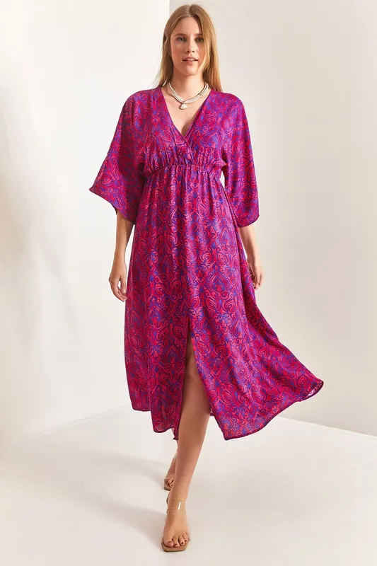 Floral V-Neck Maxi Dress with Bow