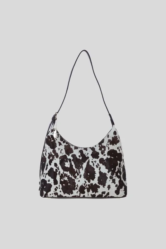 Leather Hair-on-Hide Shoulder Bag with Adjustable Strap