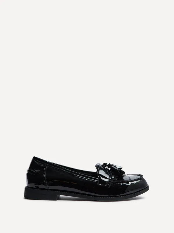 Rosemary Black Patent Classic Slip On Loafer - Linzi