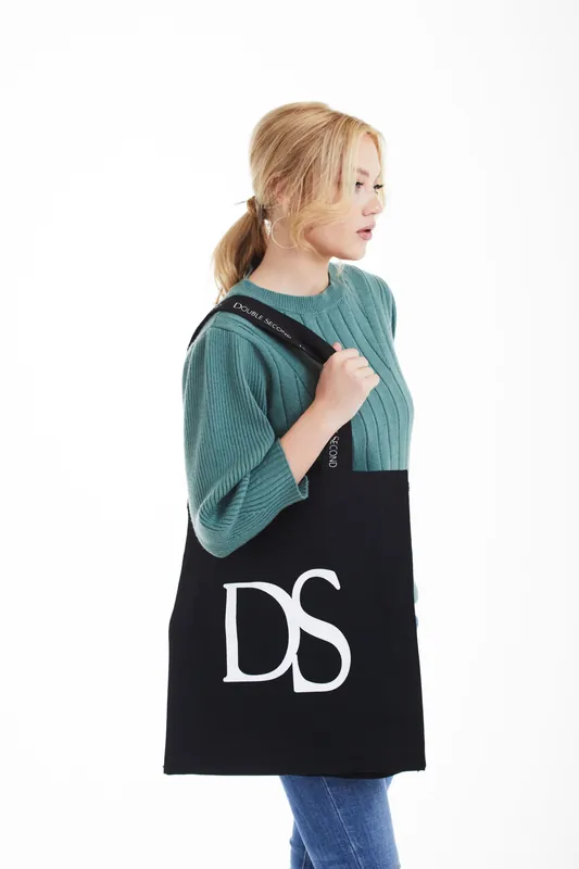 Black DS Tote Bag - DOUBLE SECOND