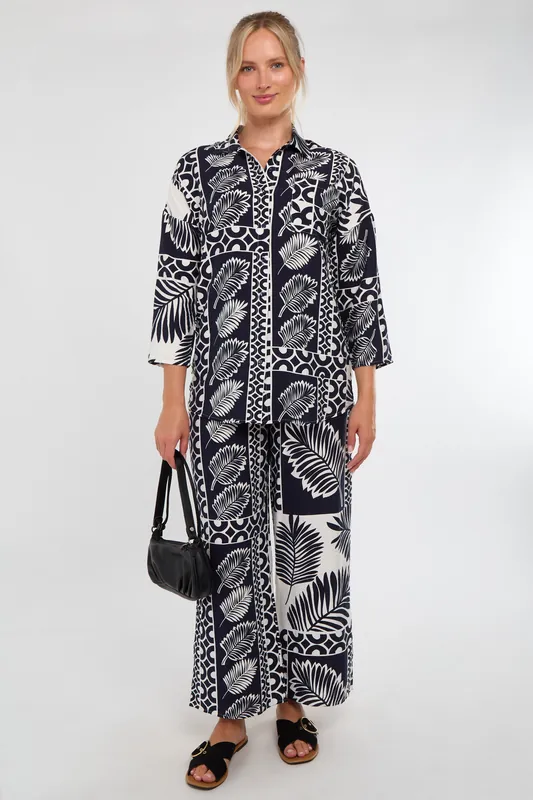 Navy and White Tropical Patch Print Co-Ord Set