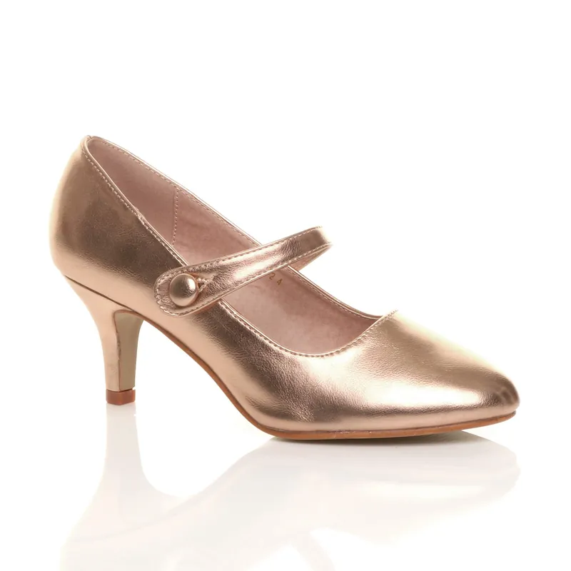Mid Heel Mary Jane Court Shoes - AJVANI