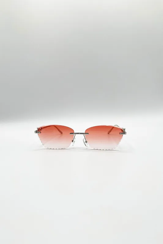 Cat Eye Rimless Sunglasses In Orange - SVNX