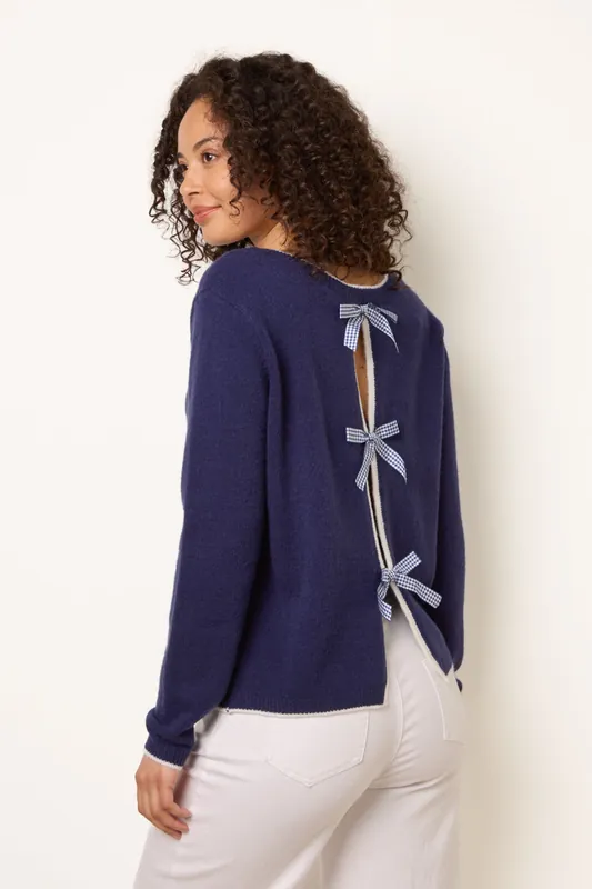 Navy Back Bow Jumper - Blue Vanilla