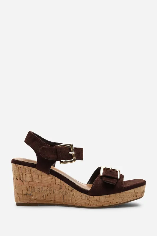 Olivine Double Strap Platform Suede Wedge - Where's That From