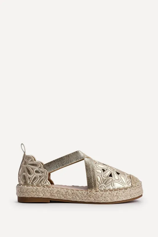 Jillian Gold Faux Leather Espadrille Sandals - Linzi