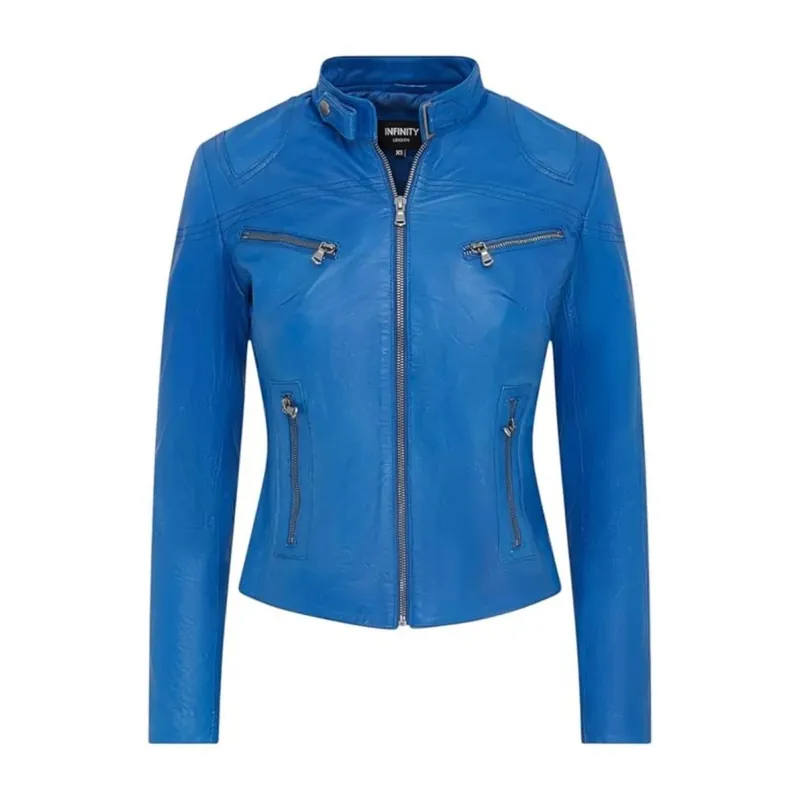 Real Leather Classic Racer Style Slim Fit Biker Jacket - TruClothing