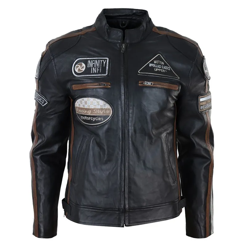 Zipped Biker Leather Jacket - TruClothing