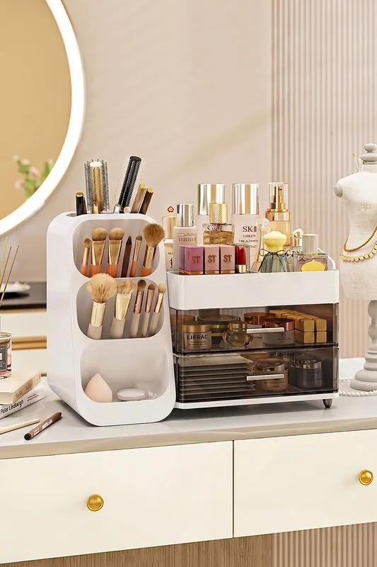 Modern Multi-Compartment Cosmetic Storage Organiser with Drawers