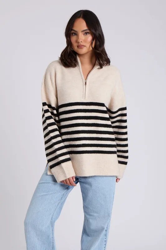 Half Zip Stripe Jumper - Urban Bliss
