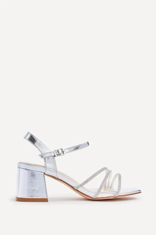 Mariah Wide Fit Silver Diamante Heels - Linzi