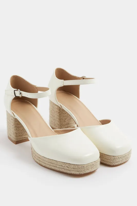 Espadrille Platform Block Heels In Extra Wide EEE Fit - Yours