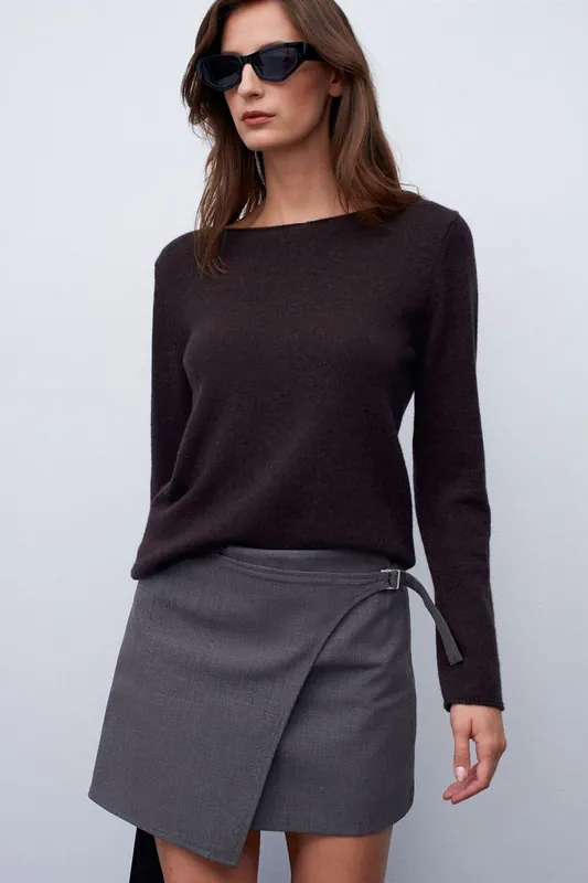 Cashmere Ribbed Boat Neck Sweater - Dilvin
