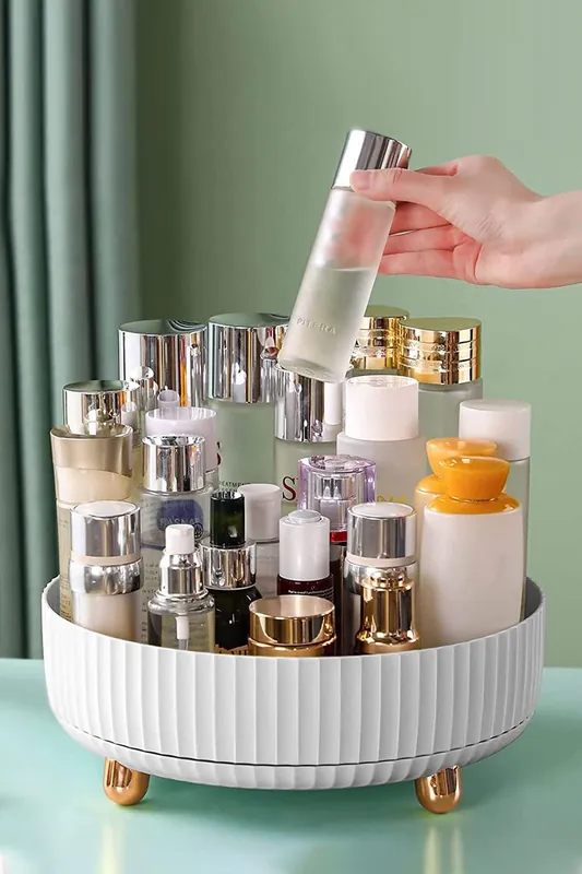 22CM Spinning Fruit Plate Skincare Cosmetic Organizer All-purpose Turntable-style Material Storage