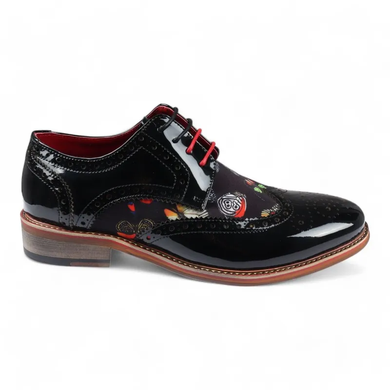 Butterfly Print Patent Leather Brogue Shoes - Julius