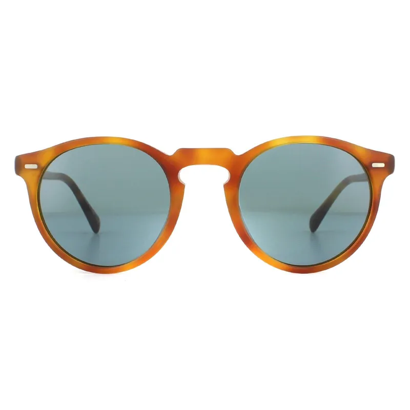 Round Semi Matte LBR Indigo Photochromic Sunglasses - Oliver Peoples