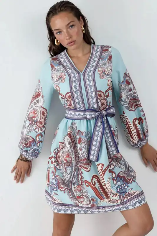 Patterned A-line mini dress