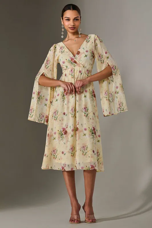 Chiffon Split Sleeve Midaxi Dress - Jolie Moi