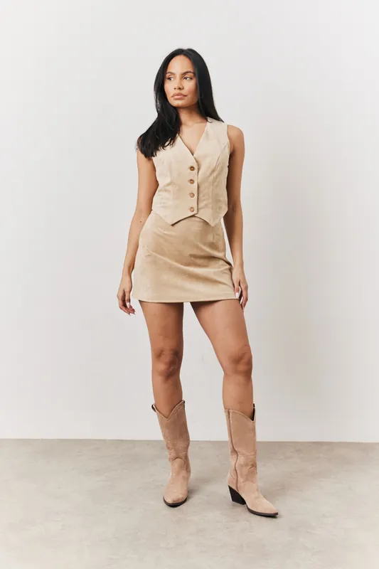 Faux Suede Waistcoat - In The Style