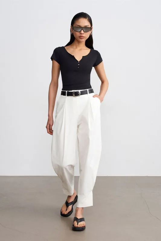 Women’s High-waist Wide-leg Poplin Trousers