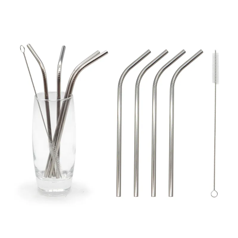Reusable Straws Stainless Steel 6 Piece Set - Glim & Glam