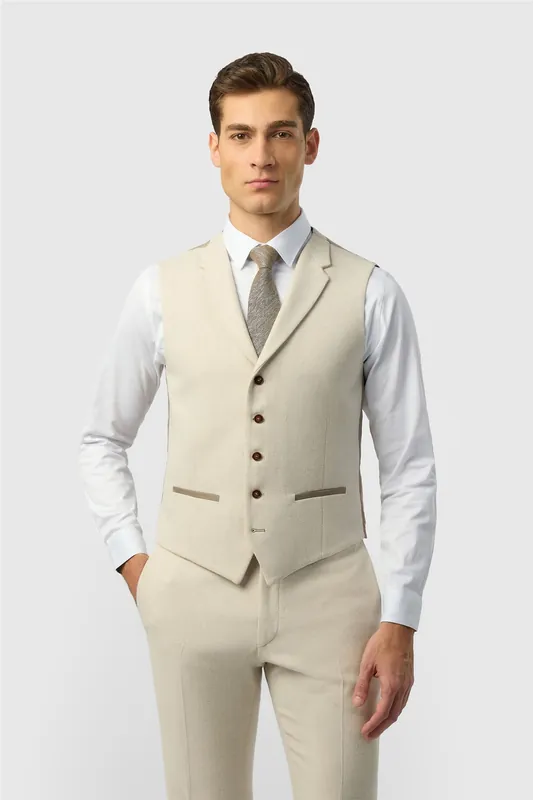 Single Breasted Five Button V-neck Slim Fit Suit Waistcoat