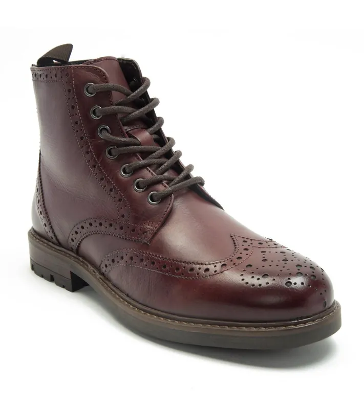 Nesser' Ankle Derby Leather Brogue Lace-Ups Boots