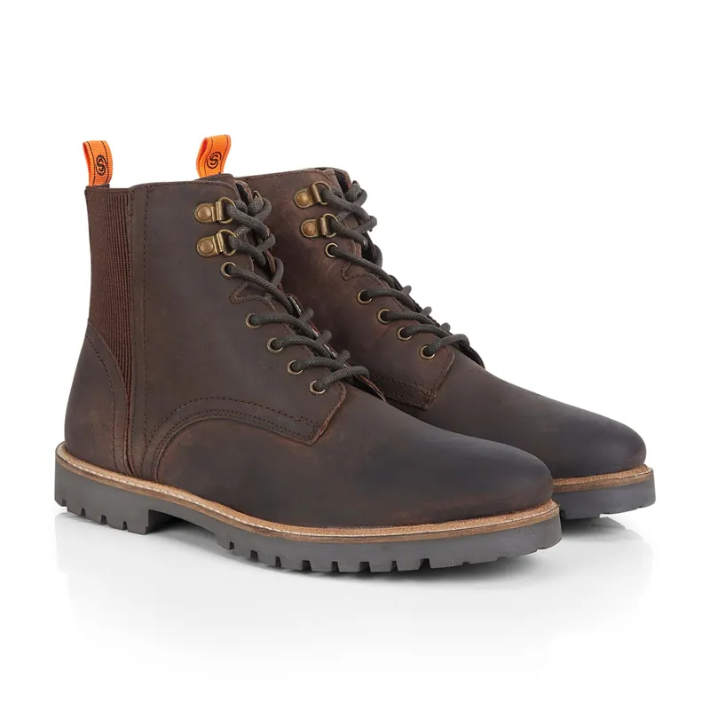 Manchester Premium Leather Mens Lace Up Boots - Silver Street London