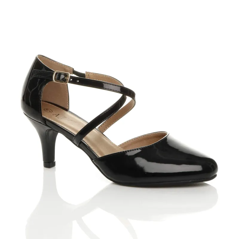 High Heel Crossed Straps Court Shoes - AJVANI