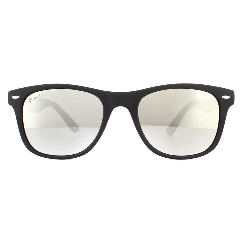 Rectangle Matte Black Rubbertouch Silver Mirror Sunglasses - montana