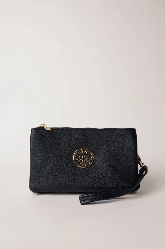 Detailed Zip Up Purse With Detachable Strap - Blue Vanilla