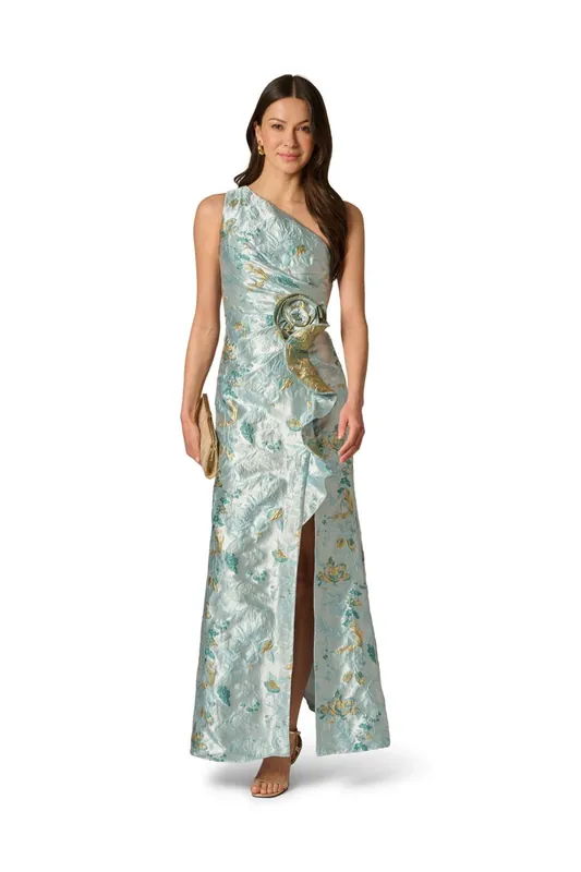 Metallic Jacquard Rose Gown - Adrianna Papell